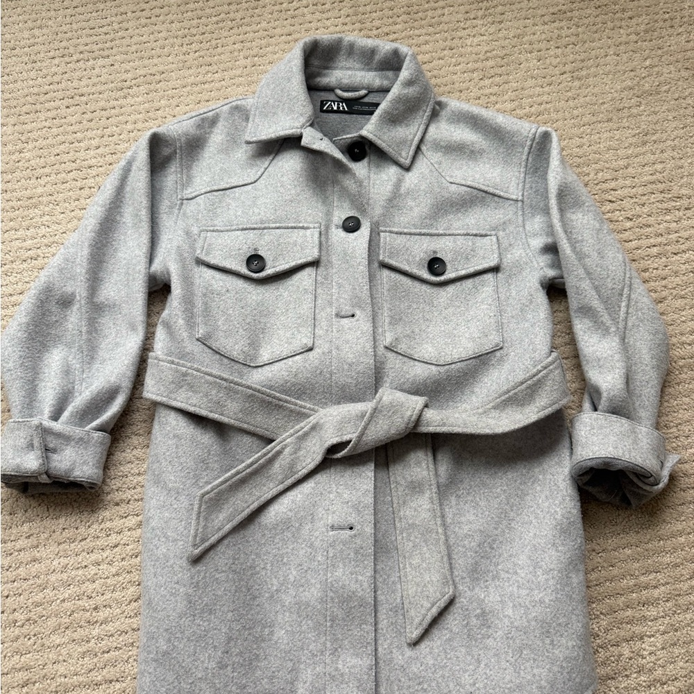 Zara Women's Light Gray shacket